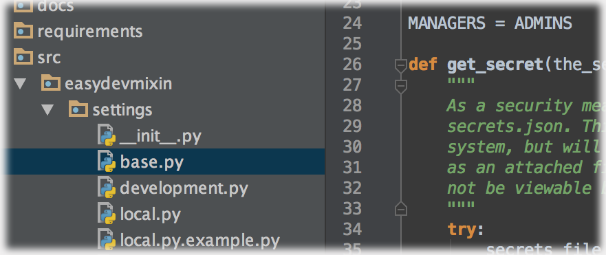 Generic image of a project layout using PyCharm