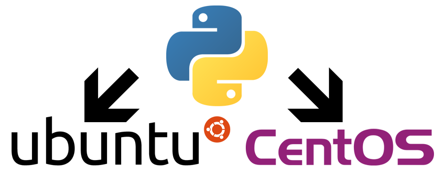 Python, Ubuntu and CentOS 7 icons